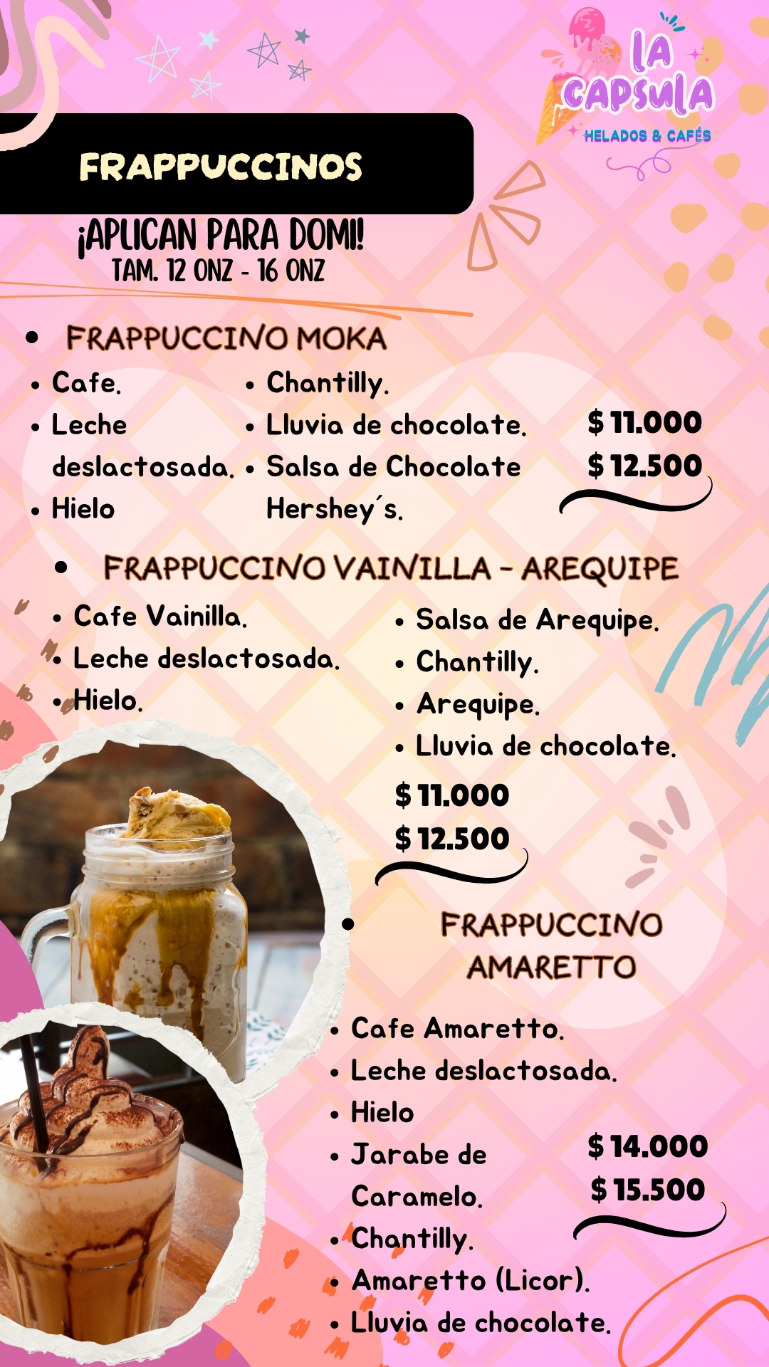 FRAPPUCCINOS EN LA CAPSULA, VISITANOS O PIDE TU DOMICILIO